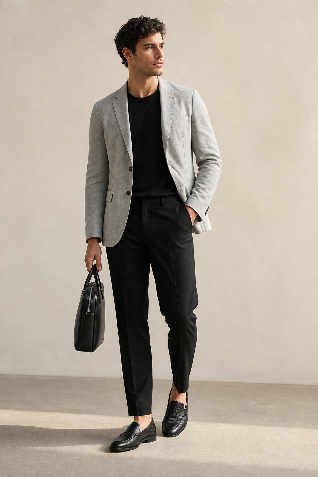 Blazer and Black Tee