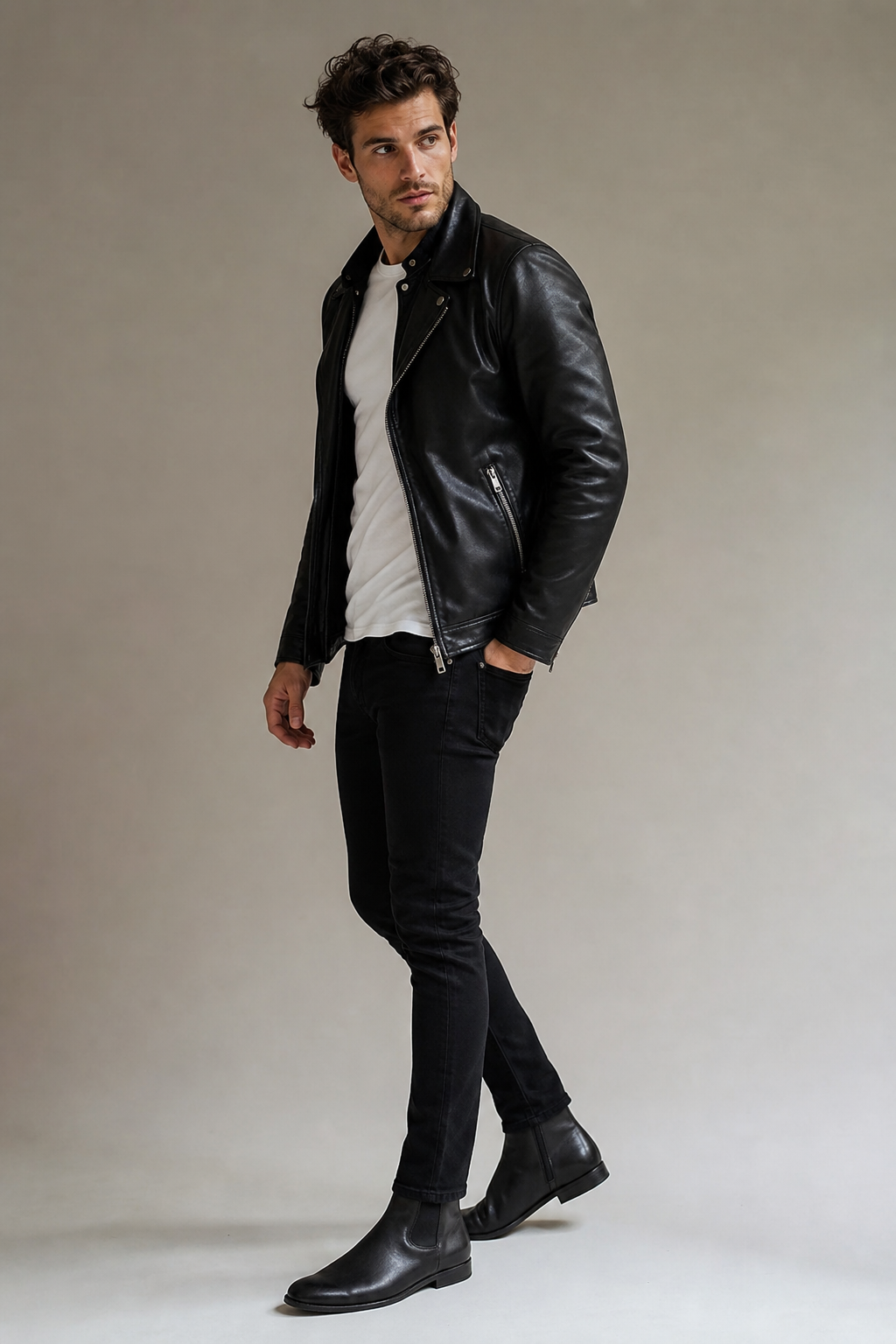 Leather and White Tee